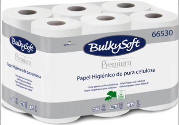 Papier hygiénique normé Ecolabel au format de 96 rouleaux domestiques. Ses 2 plis le rendent très absorbant et résistant aux déchirements pour un usage doux et non irritant.